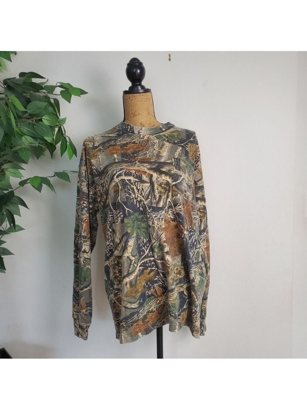 Cabelas Camouflage Long Sleeve Shirt Mens Large Crewneck Cotton Blend